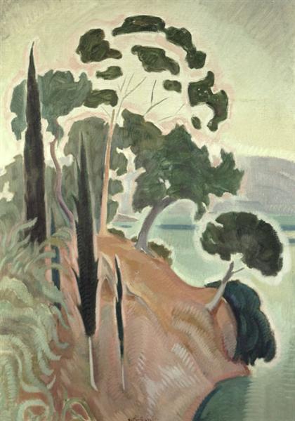 Corfu Landscape by Konstantinos Parthenis Art Nouveau (Modern) Art dated 1917