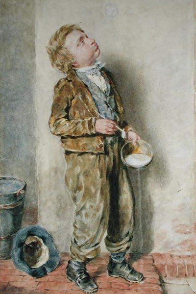 Blowing bubbles by William Henry Hunt Naturalism Art dated 1840