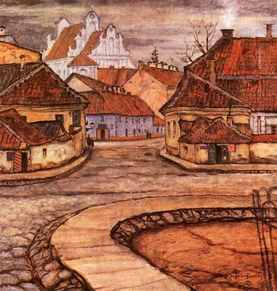 Tilto street in old Vilno by Mstislav Dobuzhinsky Symbolism Art dated 1906