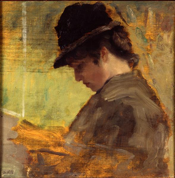 Little Englishwoman by Giuseppe De Nittis Impressionism Art dated 1880