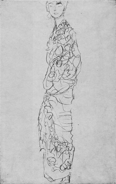 Standing Woman in Kimono (Dame im Kimono) by Gustav Klimt Art Nouveau (Modern) Art dated 1918