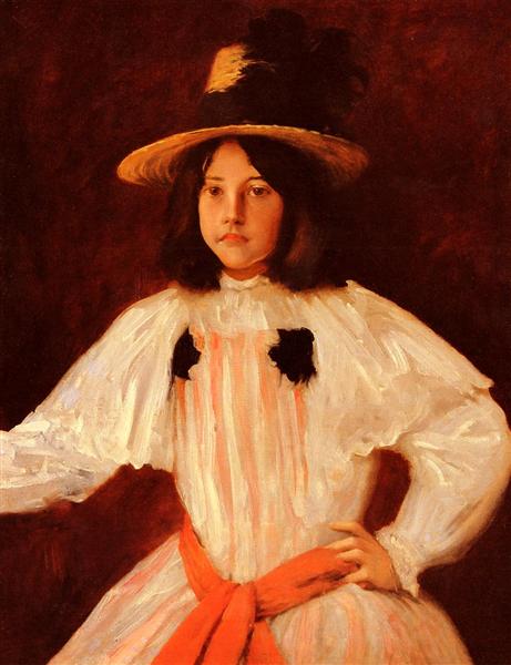 The Red Sash by William Merritt Chase Impressionism Art dated 1895