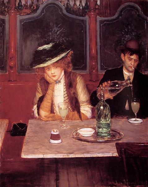 Absinthe drinkers by Jean B&#233;raud Impressionism Art dated 1908