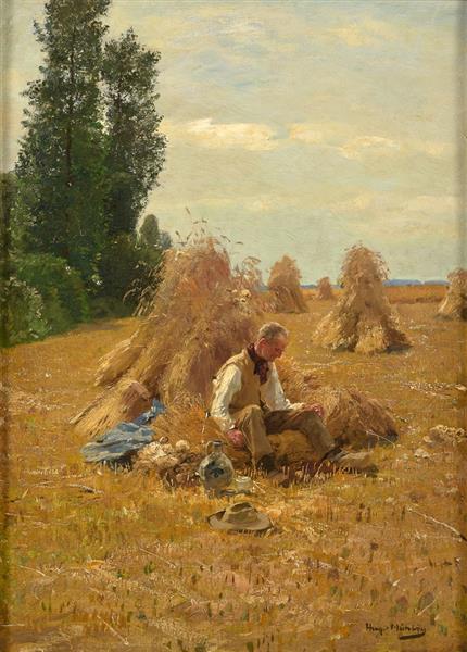 The lunch break by Hugo M&#252;hlig Impressionism Art