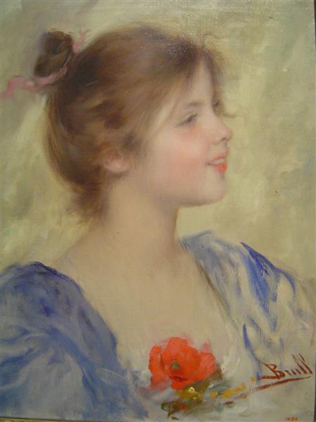 Bust of a girl by Joan Brull Art Nouveau (Modern) Art