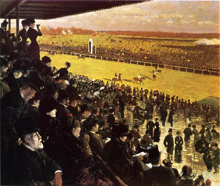 The Races at Longchamps from the Grandstand by Giuseppe De Nittis Impressionism Art dated 1883