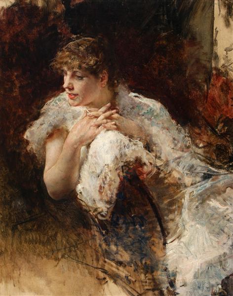 Neapolitan lady by Giuseppe De Nittis Impressionism Art dated 1879