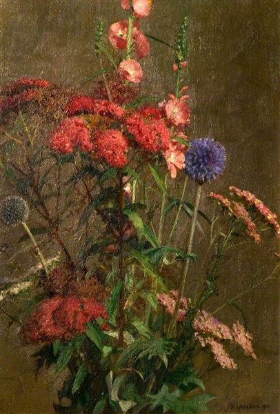 Garden Flowers by William Logsdail Realism Art dated 1935