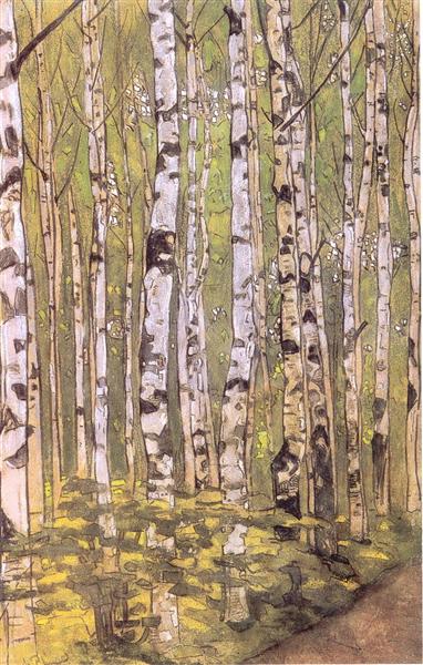 Birches by Nicholas Roerich Art Nouveau (Modern) Art dated 1905