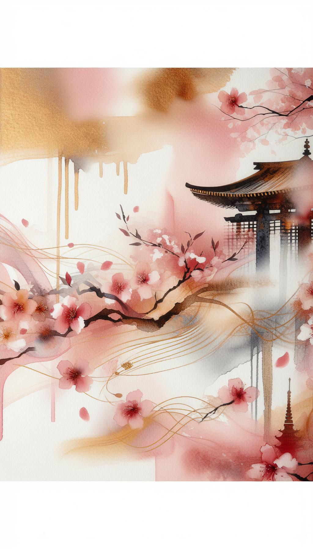 Elysian Sakura: Luminous & Vajramaya Japanese Watercolor Art