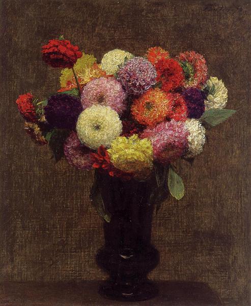 Dahlias by Henri Fantin-Latour Realism Art dated 1878