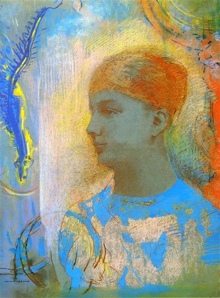 Young Girl Facing Left by Odilon Redon Symbolism Art