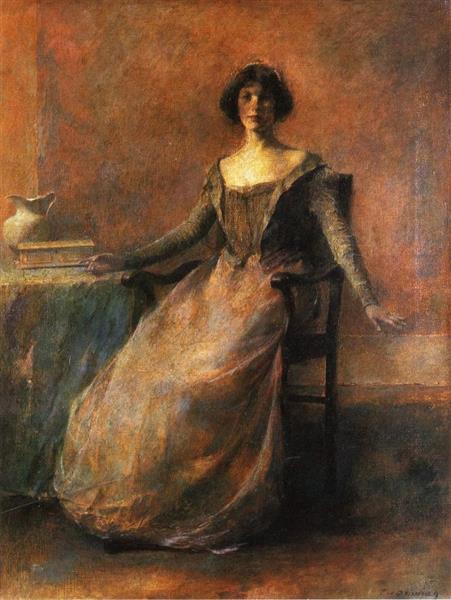 Pandora by Thomas Dewing Tonalism Art dated 1910