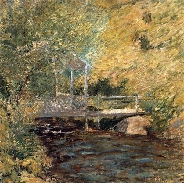 The Little Bridge by John Henry Twachtman Impressionism Art dated 1896