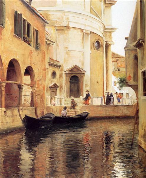 Rio della Maddalena by Julius LeBlanc Stewart Realism Art dated 1908