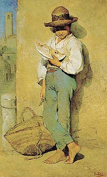 Boy eating watermelon by Pericles Pantazis Impressionism Art