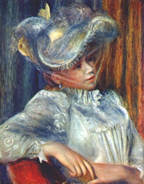 Woman in a hat by Pierre-Auguste Renoir Impressionism Art dated 1895