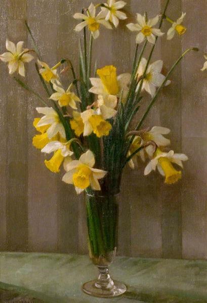 Daffodils by William Logsdail Realism Art dated 1935