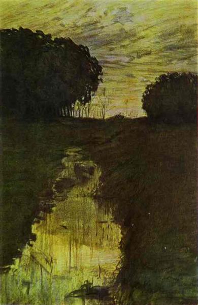 Landscape in the Evening. Martyshkino by Konstantin Somov Symbolism Art dated 1896