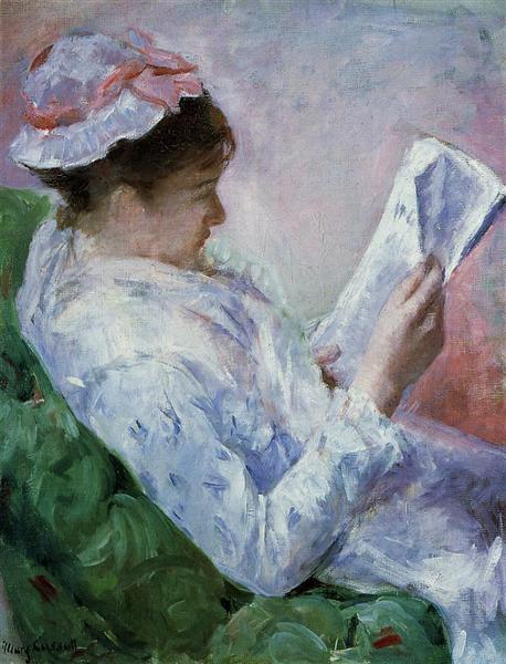 Woman Reading by Mary Cassatt Impressionism Art dated 1879