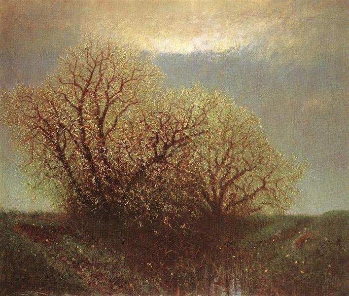 Blossoming Trees by Laszlo Mednyanszky Impressionism Art dated 1900