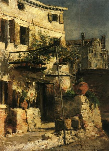 A Venetian Scene by John Henry Twachtman Realism Art dated 1877