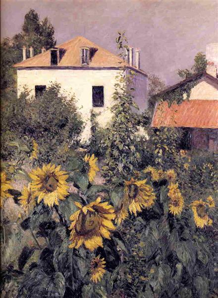 Sunflowers in the Garden at Petit Gennevilliers by Gustave Caillebotte Impressionism Art dated 1885