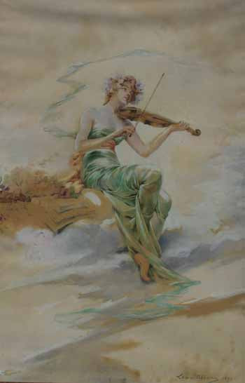 Muse de la Musique by Louise Abb&#233;ma Impressionism Art dated 1893