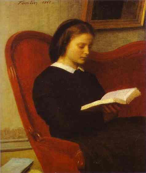 The Reader (Marie Fantin Latour, the Artist&#39;s Sister) by Henri Fantin-Latour Realism Art dated 1861