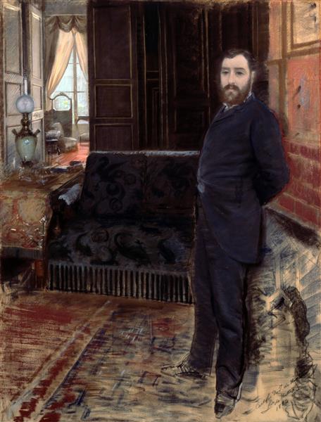 Self-Portrait by Giuseppe De Nittis Impressionism Art dated 1884