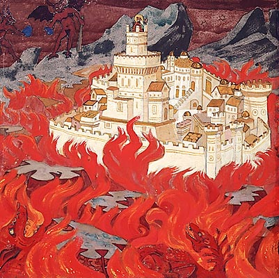 Fairest City - the anger for enemies by Nicholas Roerich Art Nouveau (Modern) Art dated 1914