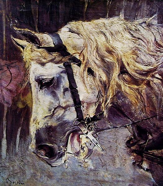 The Head of a Horse by Giovanni Boldini Realism Art dated 1885