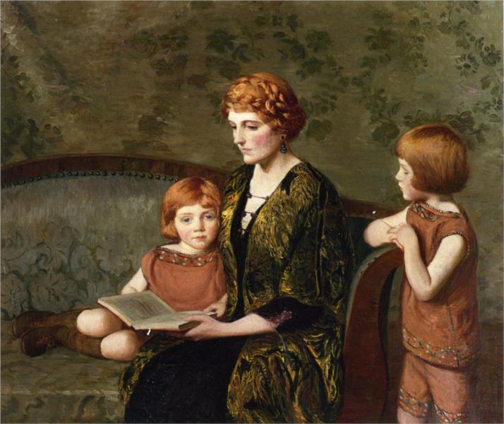 The Story Hour by Lilla Cabot Perry Impressionism Art dated 1921