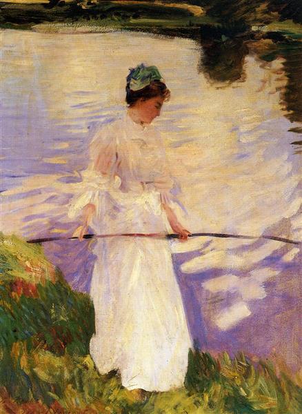 Violet Fishing by John Singer Sargent Impressionism Art dated 1889