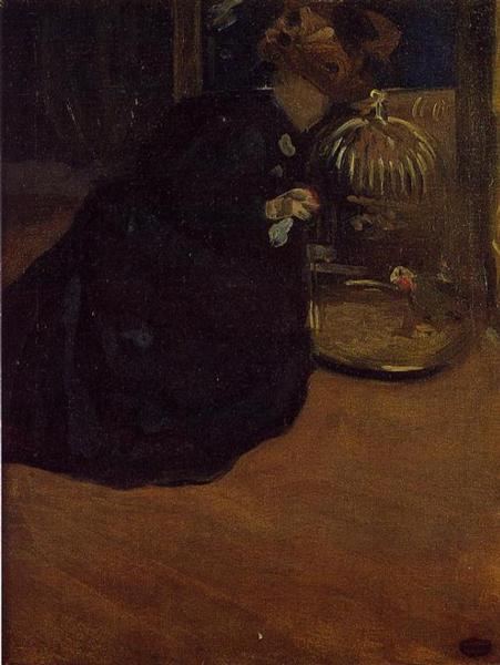 Woman with a Parakeet by Mary Cassatt Impressionism Art dated 1898