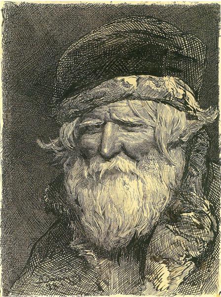 The head of the peasant by Viktor Vasnetsov Realism Art dated 1878