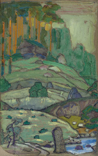 Hills by Nicholas Roerich Art Nouveau (Modern) Art dated 1912