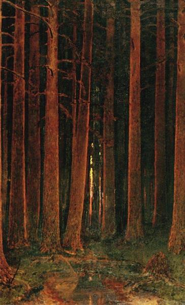 Sunset in the forest by Arkhyp Kuindzhi Realism Art dated 1878