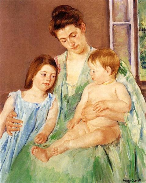 Young Mother and Two Children by Mary Cassatt Impressionism Art dated 1905