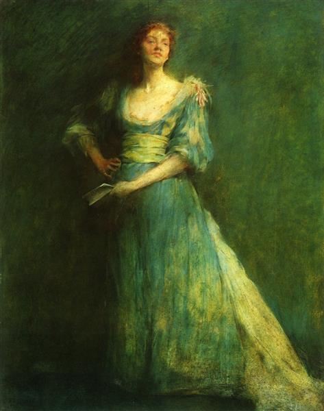 Comedia by Thomas Dewing Tonalism Art dated 1895