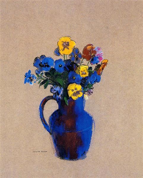 Vase of Flowers Pansies by Odilon Redon Realism Art