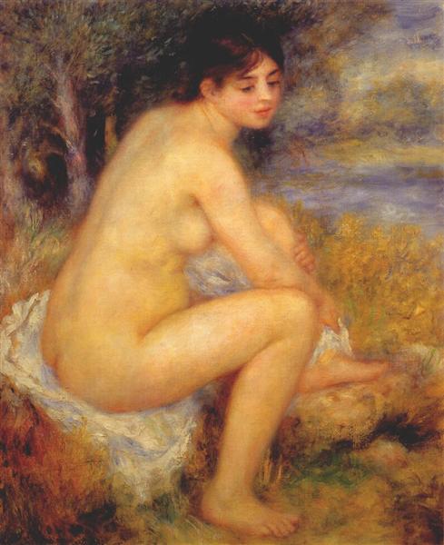 Nude in a landscape by Pierre-Auguste Renoir Impressionism Art dated 1883