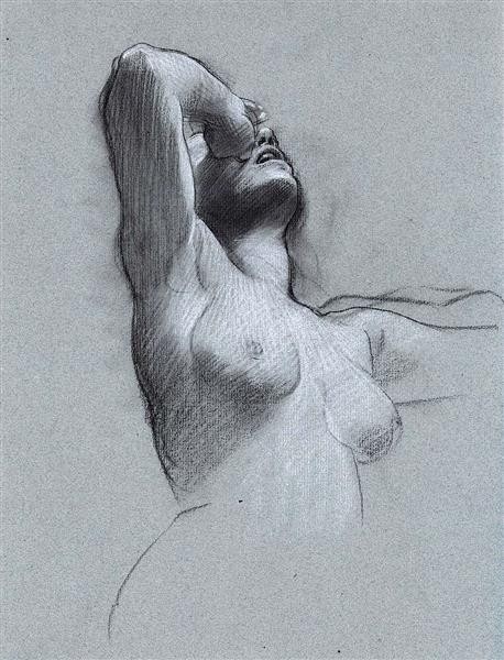 Study of a Despairing Female Nude by Adolf Hir&#233;my-Hirschl Realism Art