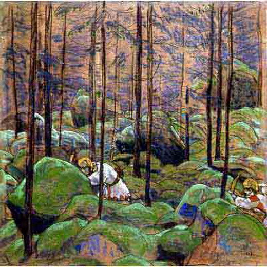 Archers by Nicholas Roerich Art Nouveau (Modern) Art dated 1908