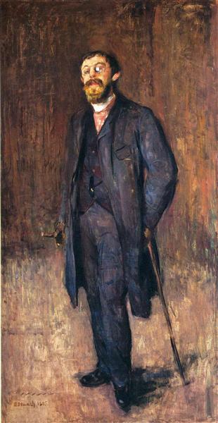 Portrait of the Painter Jensen Hjell by Edvard Munch Impressionism Art dated 1885