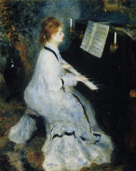 Young Woman at the Piano by Pierre-Auguste Renoir Impressionism Art dated 1876