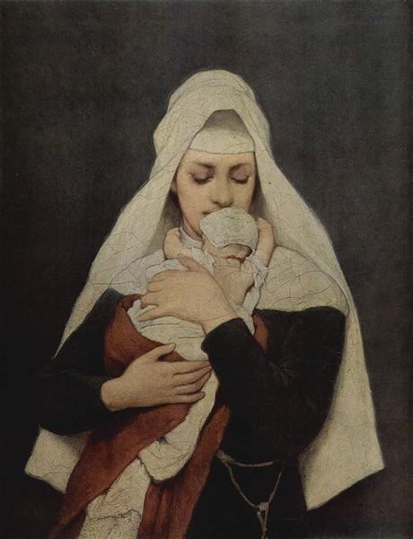 Findelkind by Gabriel von Max Art Nouveau (Modern) Art dated 1880