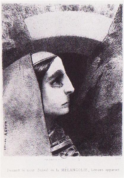 Lenor appears in front of the black sun of melancholy by Odilon Redon Symbolism Art dated 1882