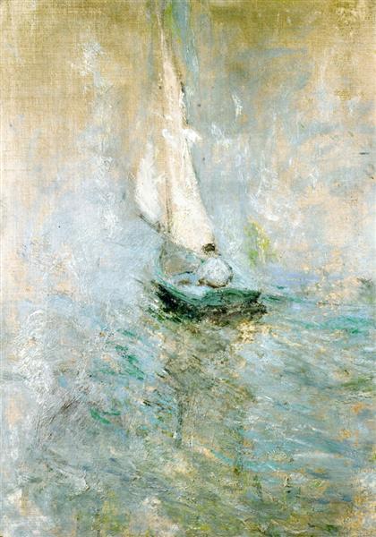 Sailing in the Mist by John Henry Twachtman Impressionism Art dated 1895