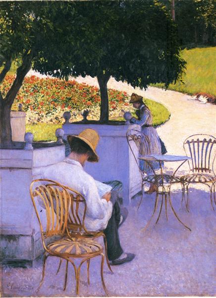 The Orange Trees or The Artist&#39;s Brother in His Garden by Gustave Caillebotte Impressionism Art dated 1878